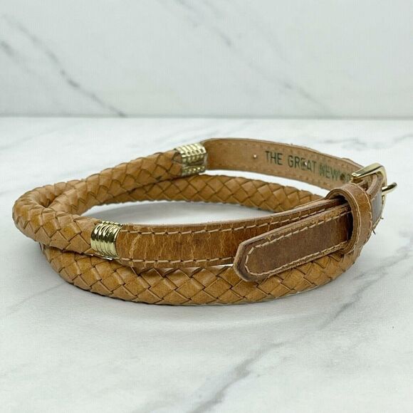 The Great New York Belt Co Brown Vintage Barrel Braided Leather Belt Size Small - Picture 8 of 9